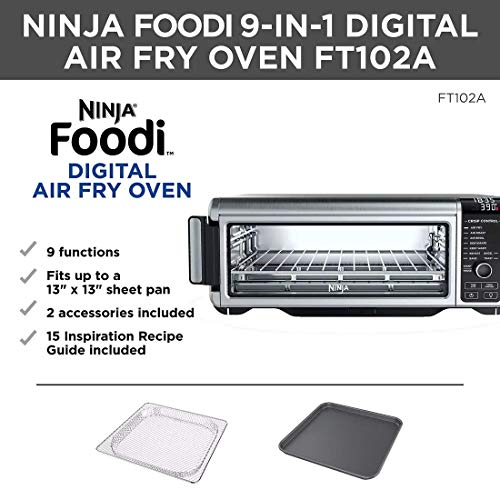 Ninja Foodi 9-in-1 Digital Oven Air Fry, Air Roast/ Broil, Bake, Bagel, Toast, Dehydrate, Keep Warm, and Reheat - Stainless Steel