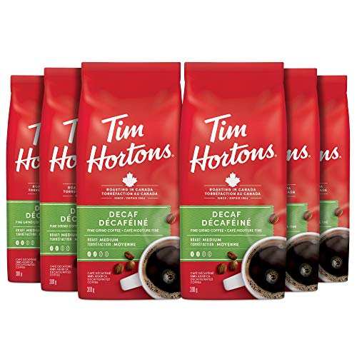 Tim Hortons Decaf Coffee, Fine Grind, Medium Roast, 6 x 300g Multipack Bag (1.8kg)