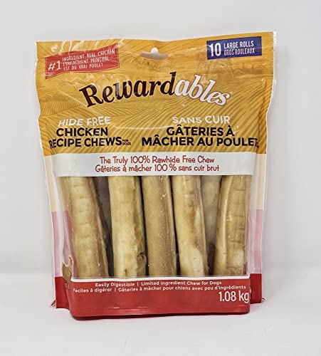 Rewardables Rawhide Free Chicken Recipe Chews, The Easily Digestible Limited Ingredient Chew for Dogs - 1.08Kg