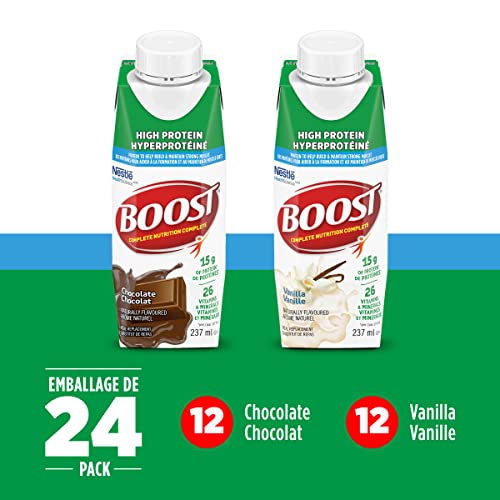 Boost High Protein Meal Replacement Drink, Variety Chocolate and Vanilla, 24 x 237ml