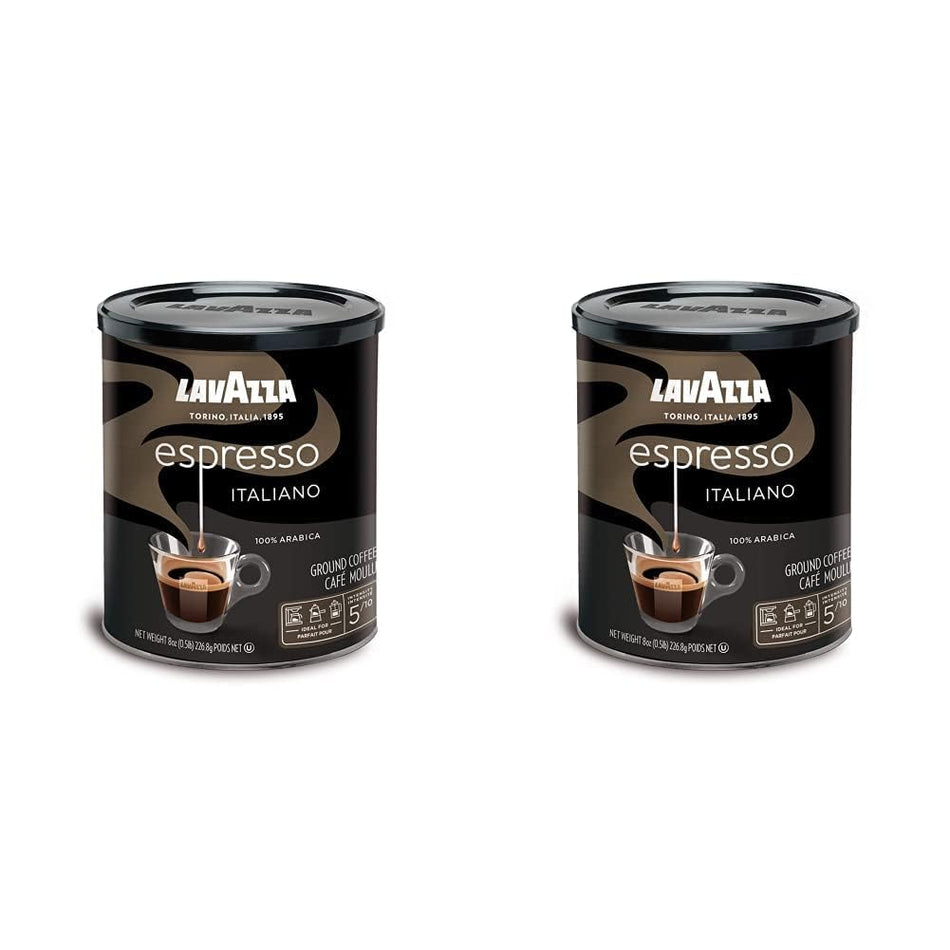 Lavazza Caffe Espresso Ground Coffee, 8-Ounce Cans (Pack of 2)