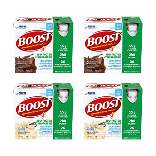 Boost High Protein Meal Replacement Drink, Variety Chocolate and Vanilla, 24 x 237ml