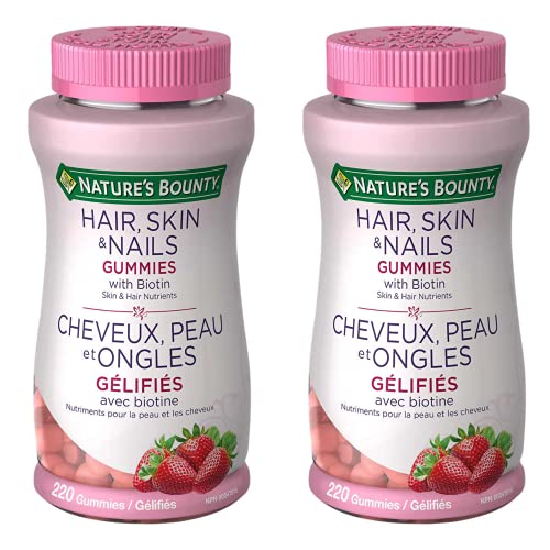 Nature's Bounty Hair, Skin & Nails Gummies with Biotin - 220 Gummies x 2 Pack - Total 440 Gummies