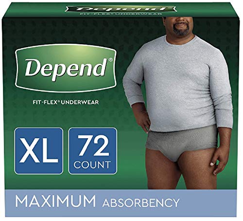 Depend fit Flex Incontinence Underwear for Men Maximum Absorbency, XL, Grey, 72 Count