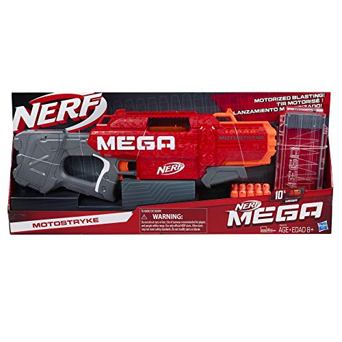 NERF Mega Motostryke Motorized 10-Dart Blaster -- Includes 10 Official Mega Darts and 10-Dart Clip -- for Kids, Teens, Adults