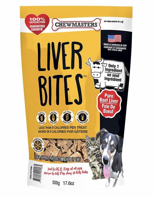 Chewmasters Beef Liver Bites Freeze Dried Dog Treats Bag, 17.6 oz (2 Packs)