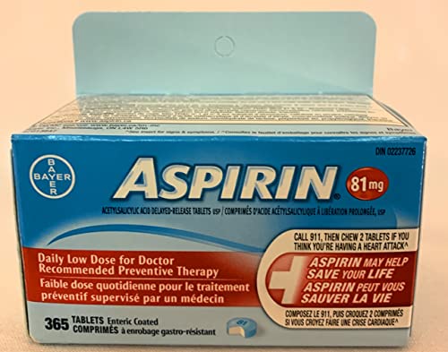 Bayer Aspirin Low Dose 81mg Enteric Coated Tablets 365 Count Low Strength