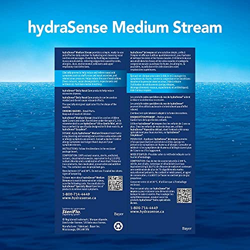 HydraSense Medium Stream Nasal Spray, Daily Nasal Care, 100% Natural Source Seawater, Preservative-Free, 210 mL