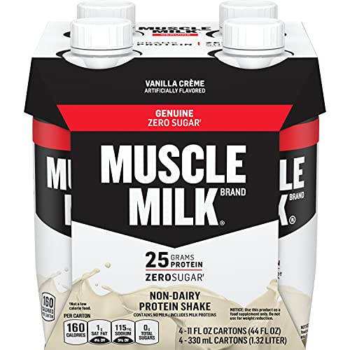 Muscle Milk Genuine Protein Shake, Vanilla Crème, 20g Protein, 11 FL OZ,(Pack of 4)