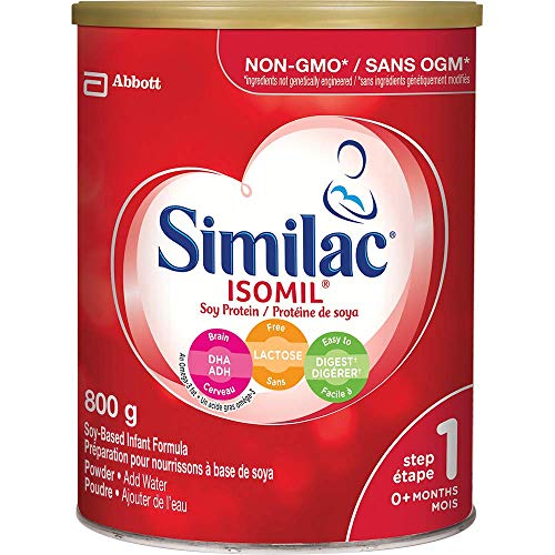 Similac Isomil with DHA Non-GMO Baby Formula, Powder, Lactose-Free, 800 g, 0+ Months