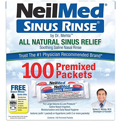 NeilMed Sinus Rinse All Natural Relief Premixed Refill Packets 100 Each