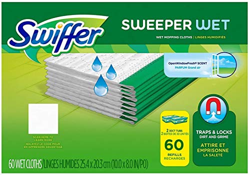 Swiffer Sweeper Wet Cloth Refil, 60 Count