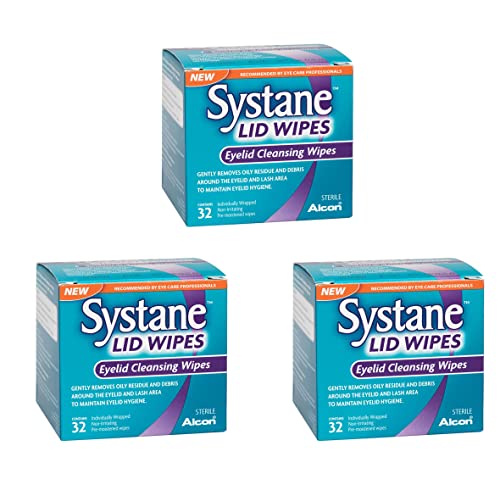 Systane 3 x Lid Wipes - Eyelid Cleansing Wipes - Sterile Count of 32