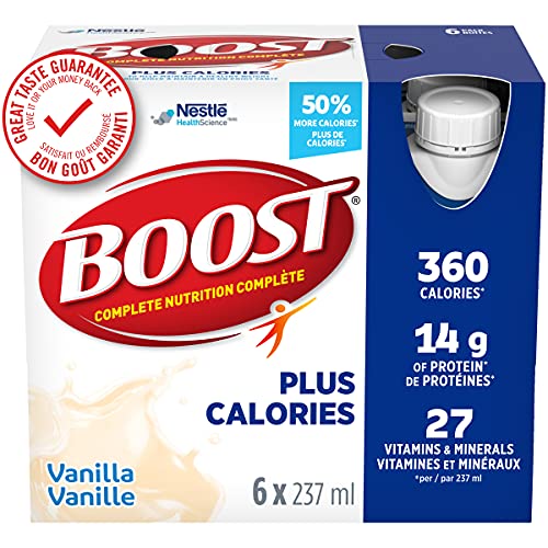 BOOST PLUS Complete Nutrition Drink, Vanilla, 4 Boxes of 6 x 237 ml, 24 counts