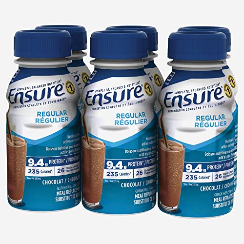 Ensure Regular, Meal Replacement, Complete Balanced Nutrition, Chocolate, 6 x 235 mL