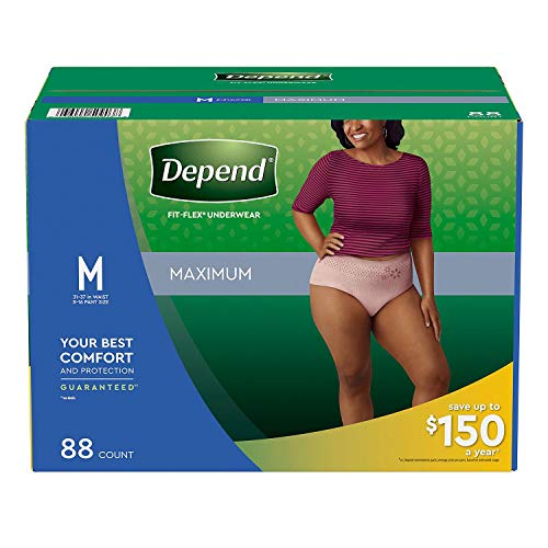 Depend FIT-Flex Max Absorbency Underwear for Women, M, Tan
