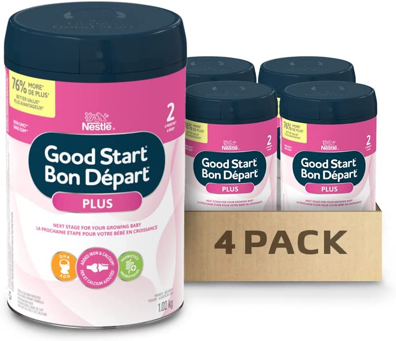 NESTLÉ Good Start Plus 2 Baby Formula, Powder, 6+ Months, 1.02 Kg, 4 Count
