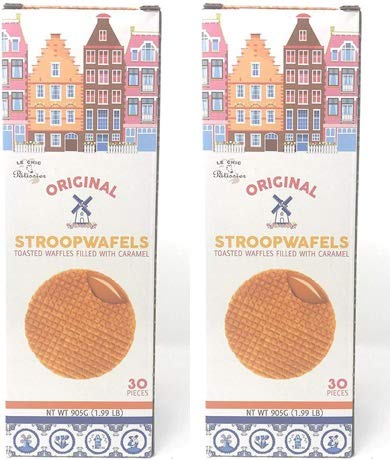 Le Chic Original Stroopwafels Toasted Waffles Filled with Caramel 30 Pc 1.99 LB