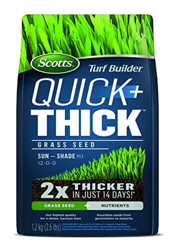 Scotts Turf Builder Quick + Thick Grass Seed (Sun Shade) 1.2kg (12552), Green,Red