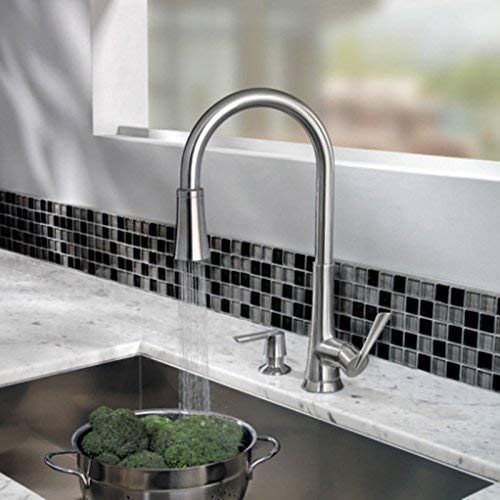 Price Pfister Mystique Single Handle 1, 2, 3, or 4-Hole Pull-Down Lead Free Kitchen Faucet with Soap Dispenser