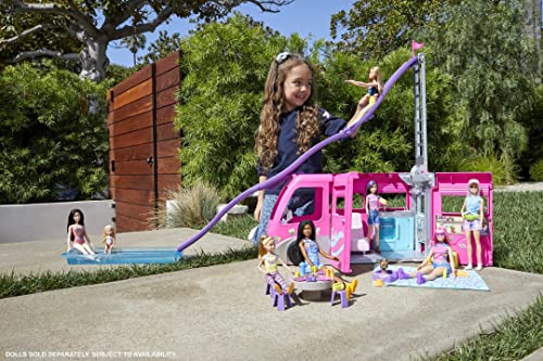 Barbie Camper, Doll Playset with 60 Accessories, 30-Inch-Slide and 7 Play Areas, Dream Camper