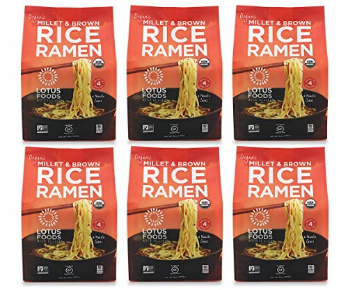 Lotus Foods Organic Rice Ramen Noodles, Millet and Brown Rice, 6 Count