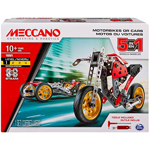 MECCANO 5-in-1 Street Fighter Bike, S.T.E.A.M. Building Kit, for Ages 10 and Up