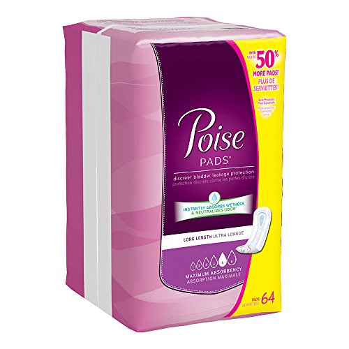 Poise Pads Maximum Absorbency Long, Cs/128 (2/64s)128