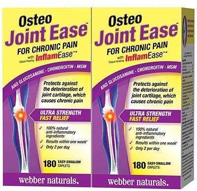 Webber Naturals Osteo Joint Ease with InflamEase 180 Caplets Twin Pack : Glucosamine, Chondroitin, and MSM