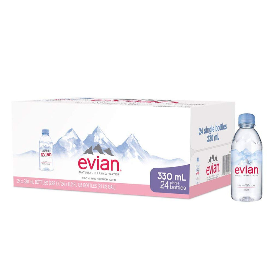 evian Natural Spring Water 330 ml, 24 Count