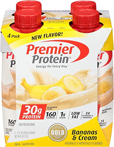 Premier Protein 30g Protein Shakes, Bananas & Cream, 11 Fluid Ounces, 4 Count (Pack of 2)