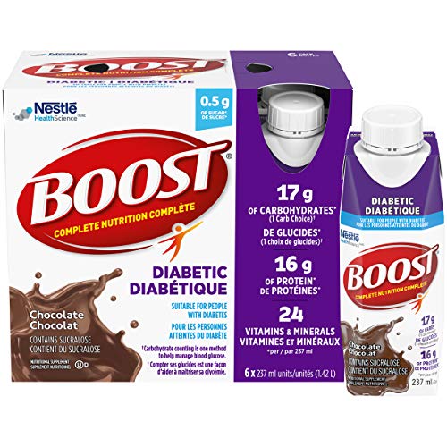 BOOST Diabetic Nutritional Supplement, Chocolate, 24 x 237 ml