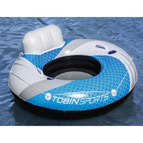 New 2020 Tobin Sports River Sport Tubes (2) with BACKREST and Cup Holders - Premium Quality - INFLATA-Shield - Thicker Material - Increased Strength - Embossed Texture - MESH Bottom