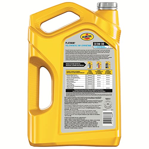 Pennzoil Platinum Full Synthetic 5W-30 Motor Oil (5L, Single)