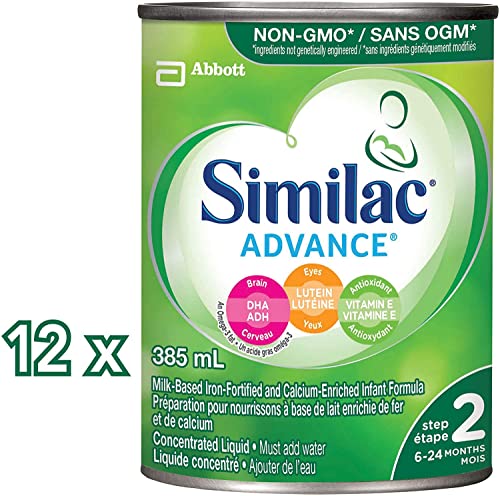 Similac Advance Step 2 Non-GMO Baby Formula, Concentrated Liquid, 12 x 385 mL, 6-24 Months