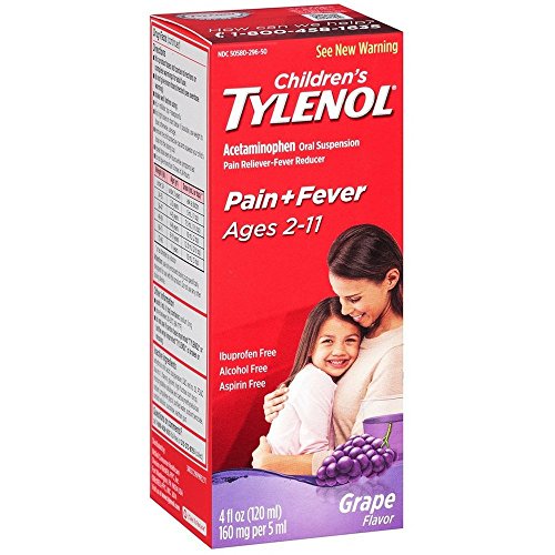Tylenol Children's Oral Suspension Grape Splash Flavor - 4 oz, Pack of 4