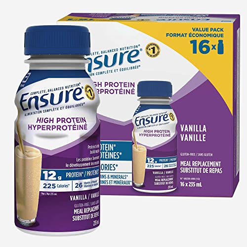 Ensure High Protein, Ready-to-Drink Meal Replacement, Vanilla, 16 x 235 ml Value Pack