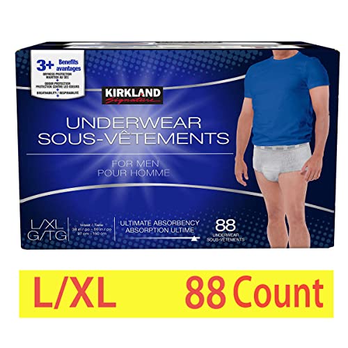 Kirkland Signature Men's Protective Underwear, Large/X-Large, 88-Pack Grey