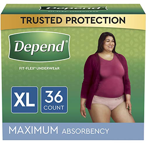 Depend FIT-FLEX Incontinence Underwear for Women, Disposable, Maximum Absorbency, 2x
