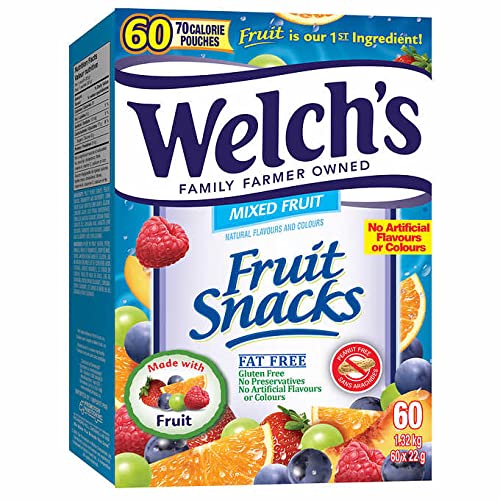 Welch's Fruit Snacks 60 Count (60 X 22g), Net Weight 1.32 kg