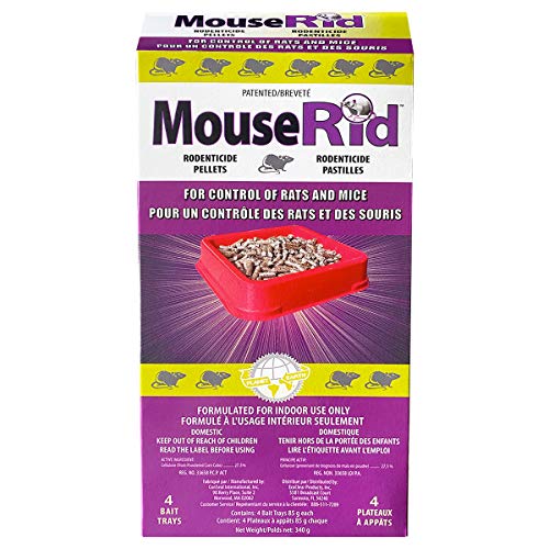 MouseRid 85g Tray, 4pk | Effective and Safe Elimination of Mice and Rats - Safe for Use Around People, Pets and Wildlife