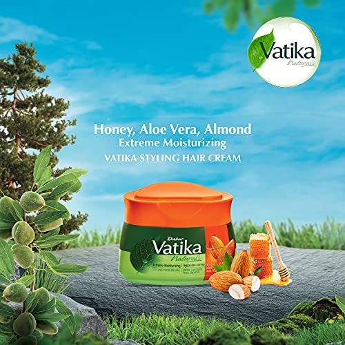 Dabur Vatika Naturals Hair Cream, Natural Moisturizing Hair Cream for Men and Women with All Hair Types - Short, Long, Curly, Dry, or Color-Treated Hair, Scalp Hydrating Moisturizer (210ml)