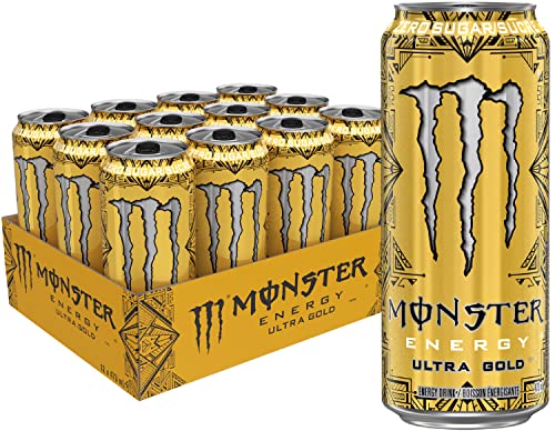 Monster Energy, Ultra Gold 473mL Can, Pack of 12, Clear