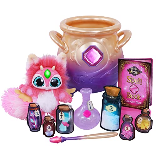 Magic Mixies Magical Misting Cauldron with Interactive 8 inch Pink Plush Toy and 50+ Sounds and Reactions, Multicolor (14651)