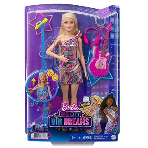 Barbie: Big City, Big Dreams Barbie “Malibu” Roberts Doll (11.5-in Blonde)  with Music, Light-Up Feature, Microphone & Accessories, Gift for 3 to 7