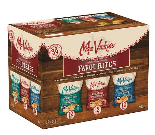 Snowbird Sweets Miss Vickie’s Potato Chips Variety Pack of 36 (36x24g)