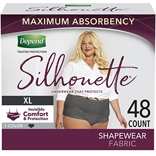 Depend Silhouette Incontinence Underwear for Women, Maximum Absorbency, Black