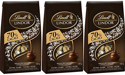 Pack of 3 Lindt Lindor 70% Cacao Extra Dark Chocolate 150g Standup Pouch Lindt Chocolate Bag Combo Pack by Thirsty Jini