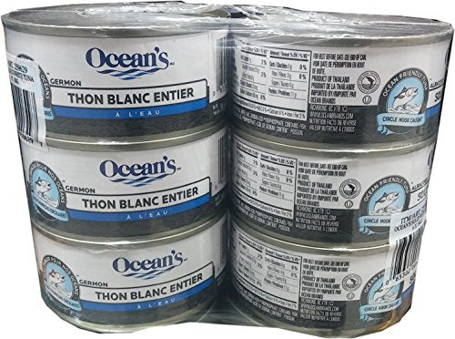 Ocean's Germon Solid White Tuna 6 X 184 Grams Net Wt 1104 Grams