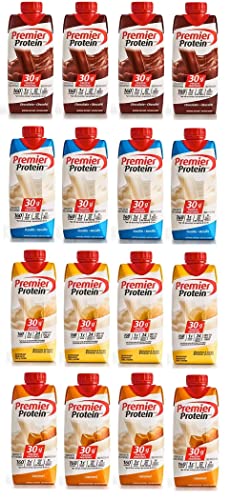 Premier Protein Shakes Multipack - 20 Pack - 5 Flavors (Chocolate, Vanilla, Banana, Caramel and Strawberry)